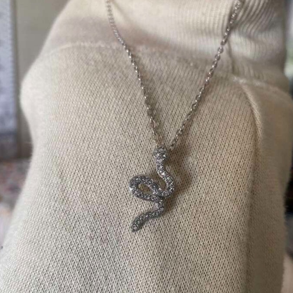 Elegant Silver Snake Pendant Necklace